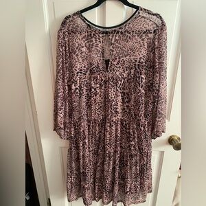 Forever 21 3X Animal print mesh overlay tiered mini dress